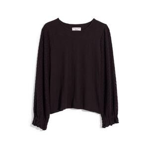 Madewell Texture & Thread Eyelet Mix Ruffle-Sleeve Top in Black Women's Size S